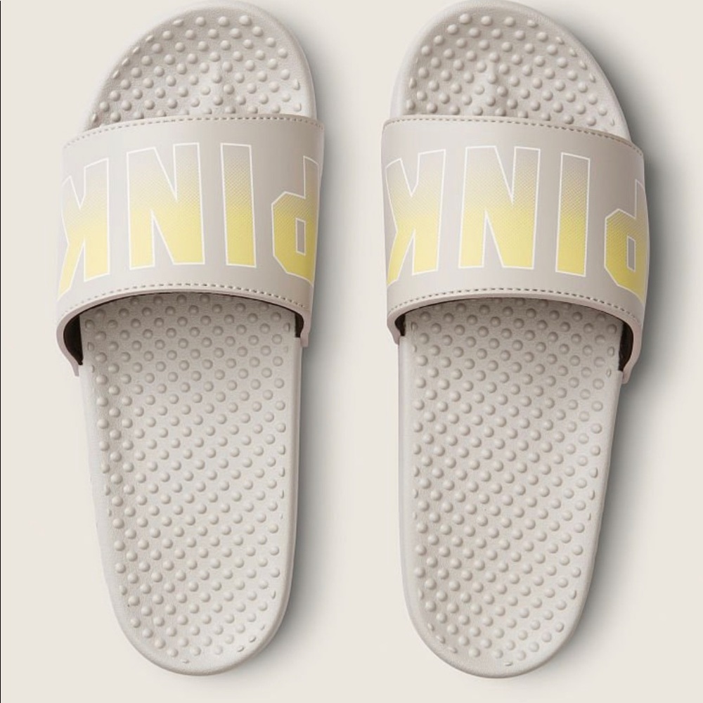 Victoria's Secret PINK Gray Slides Women's Size Large (9/10) NWT $25.00